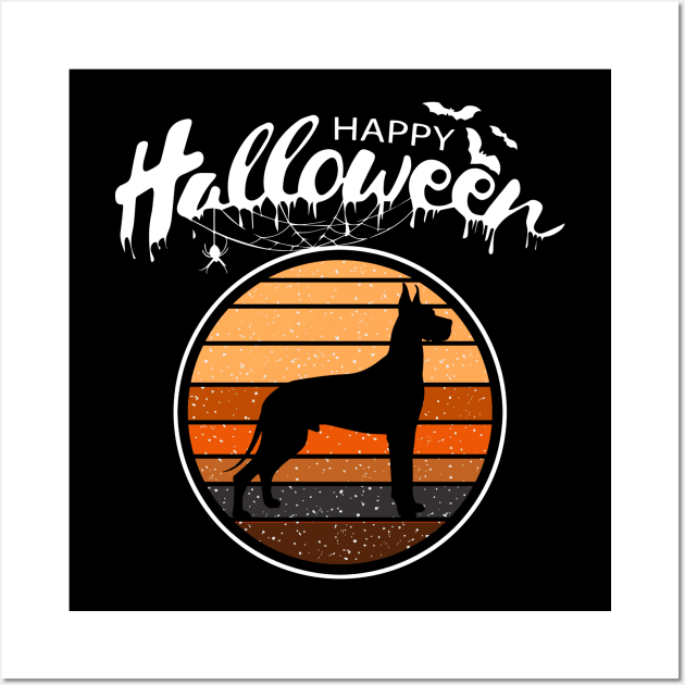 Funny Happy Halloween Beautiful Great Dane Men Women Kids Wall Art by mlleradrian